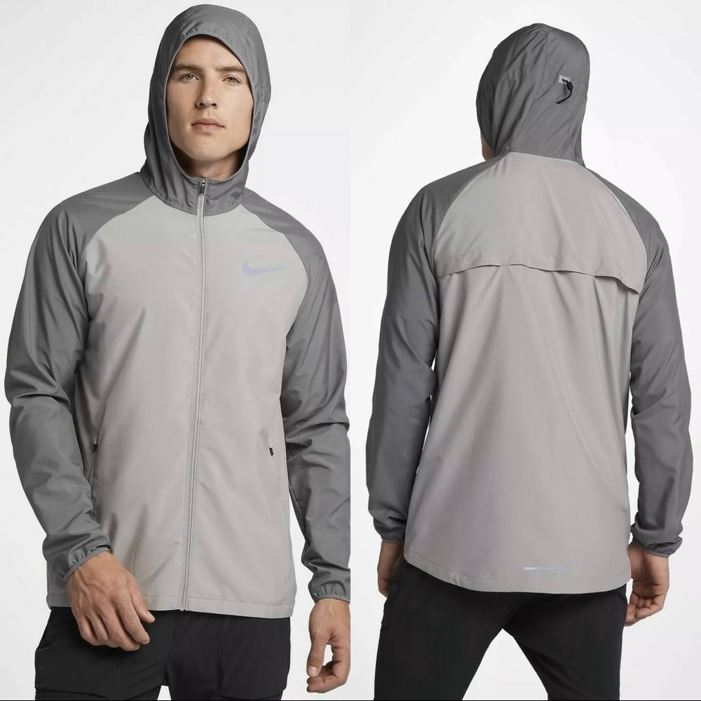 Nike Mens Grey Hooded Running Jacket